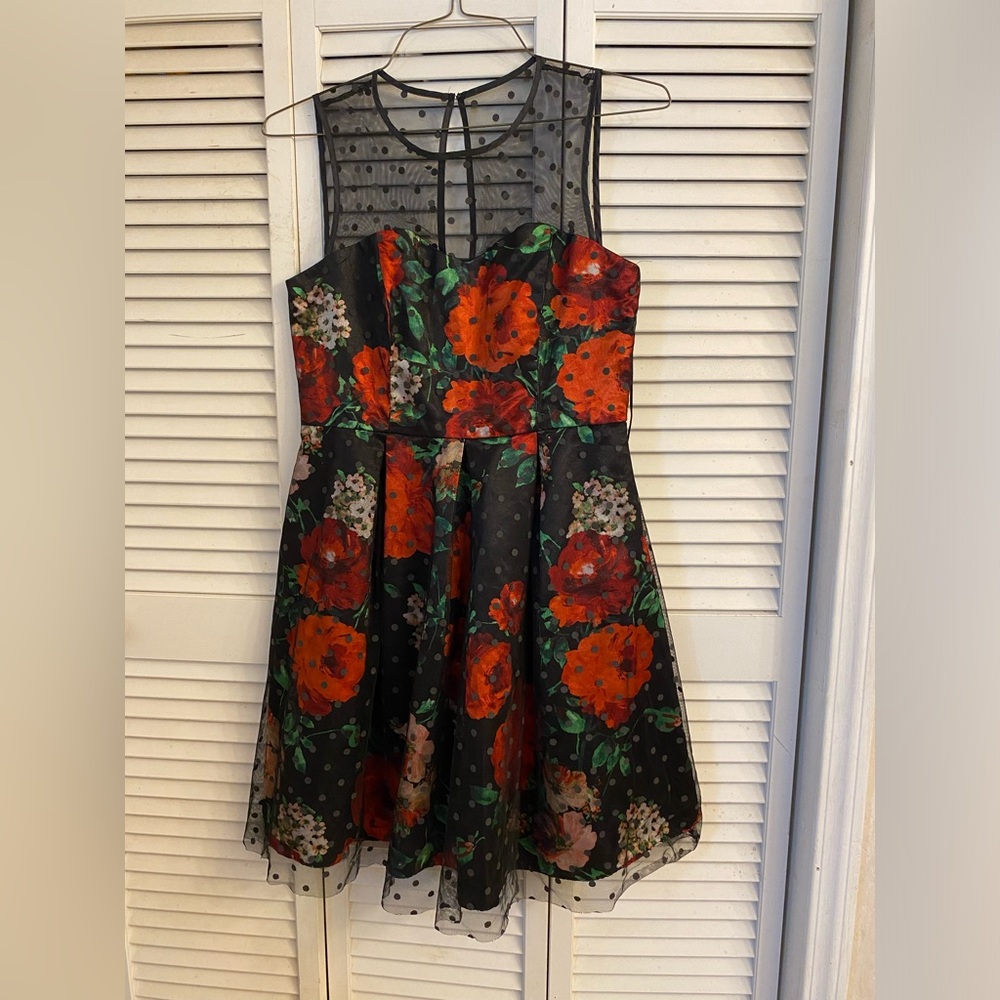 Studio one dress black with roses